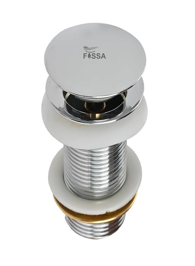 Fossa 3" Inch Brass Pop Up Waste Coupling with Smooth Push Button | Full Threaded Drain Outlet System for Basin & Sink | Durable Brass Body with Silver (Chrome Finish) - Image 1